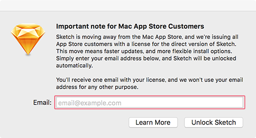 「Important note for Mac App Store Customers」ウィンドウ