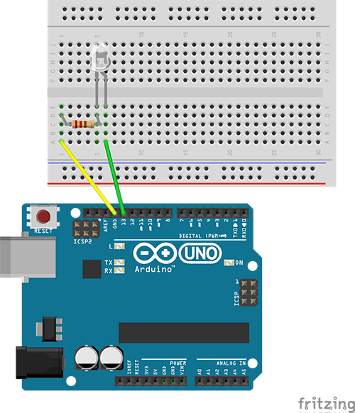 Arduino Lチカの回路図