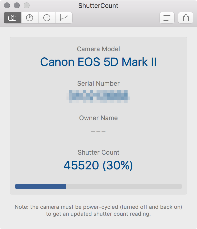 MacでもCanon EOS のシャッター回数を調べたい、、shutterCountでできます